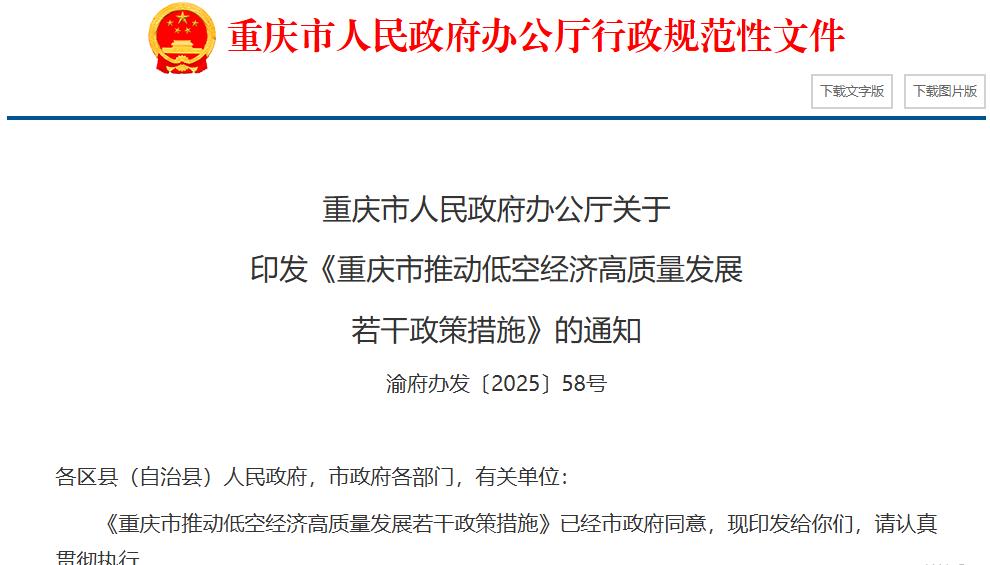 重慶加入！多省市真金白銀支持低空經濟